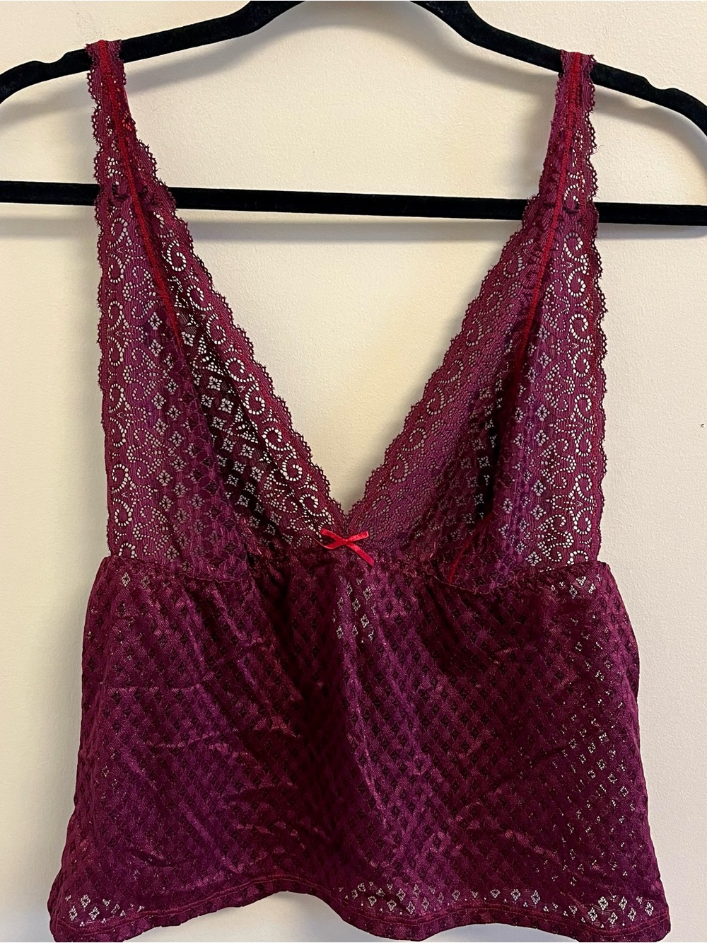 Vintage DKNY Womens Camisole Large Whimsigoth Wine Lace Fairy Festival
